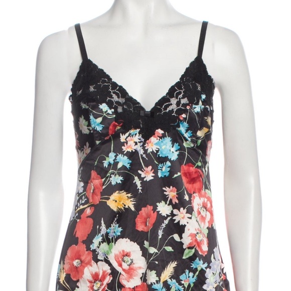 Dolce & Gabbana 00s black Floral Print lace details Cami Bustier Top - Picture 1 of 13